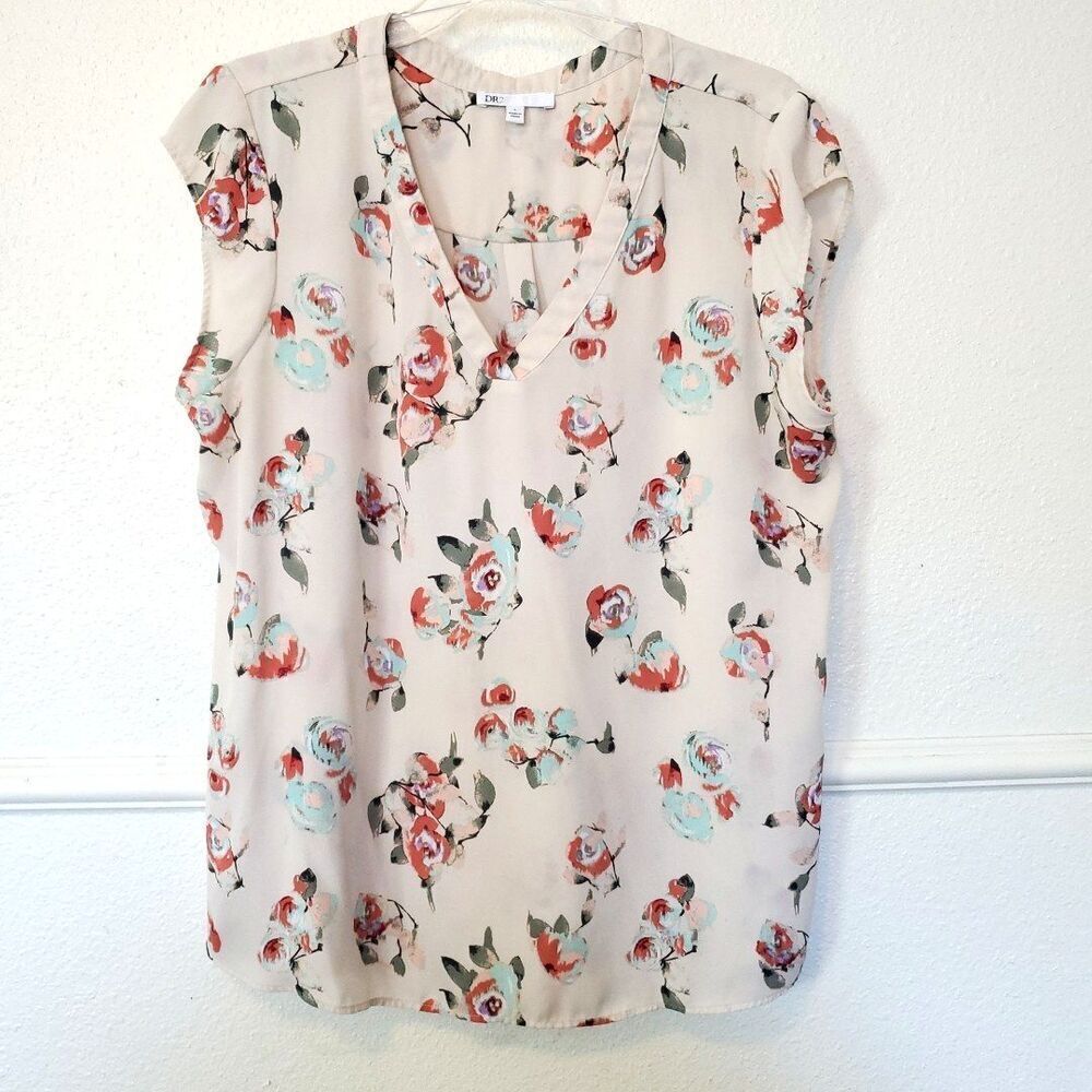 DR2 Blouse Paisley Sleeveless Top V Neck Multicolor Womens Sz Large